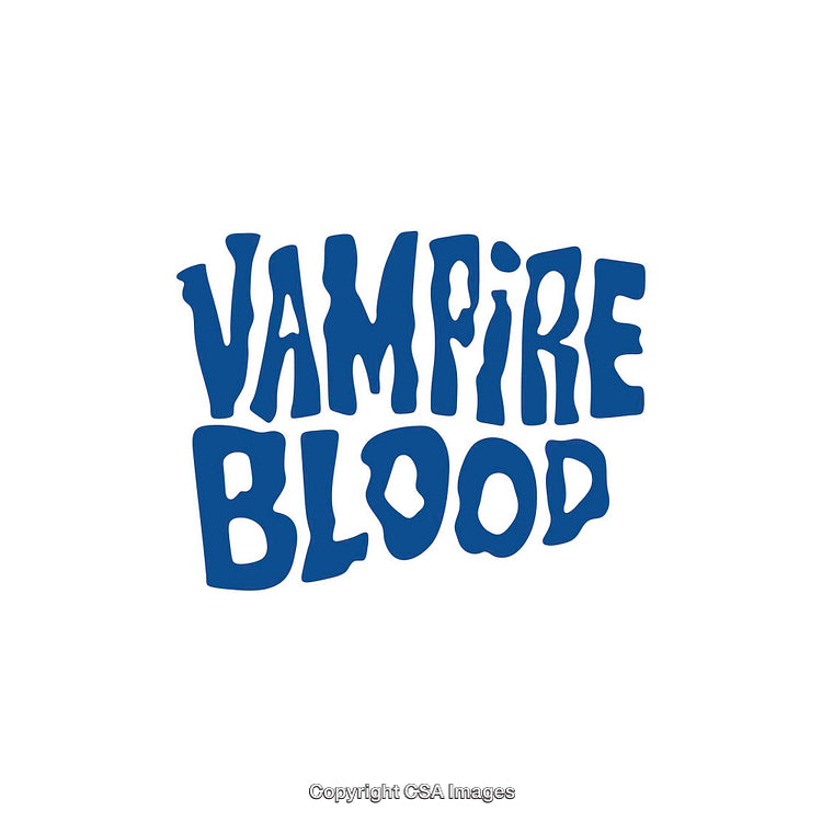 Stylish Blue Text Design Reading 'Vampire Blood' on White Background