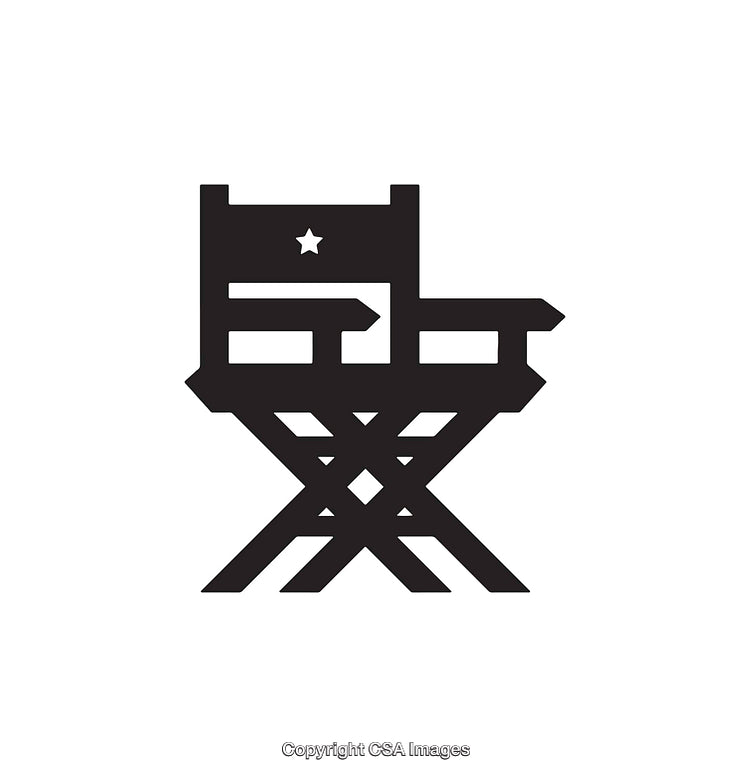 Black and White Icon of a Classic Director's Chair Design