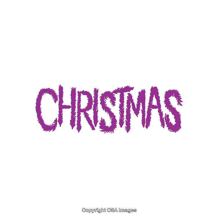 Purple Christmas Text on White with Festive Design Elements