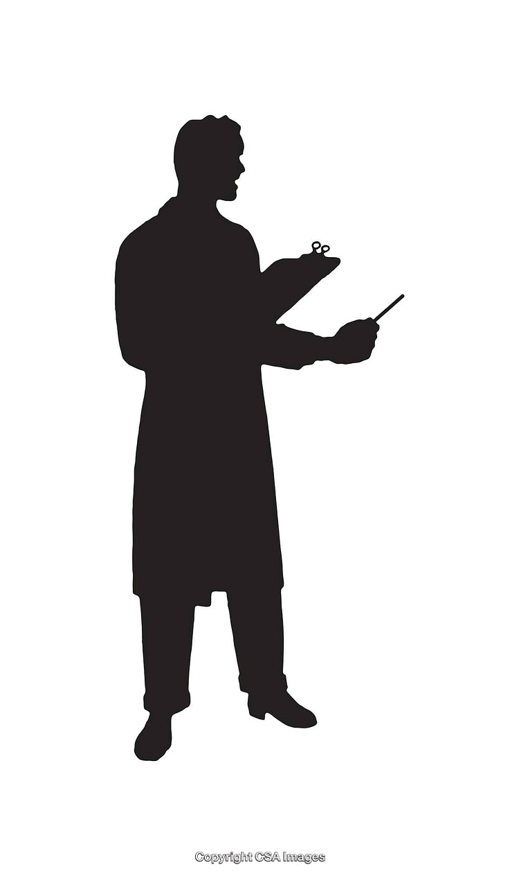 Silhouette of a Professional Holding Tools in Black and White