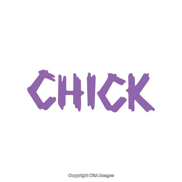 Purple Text Design with the Word Chick in Decorative Style