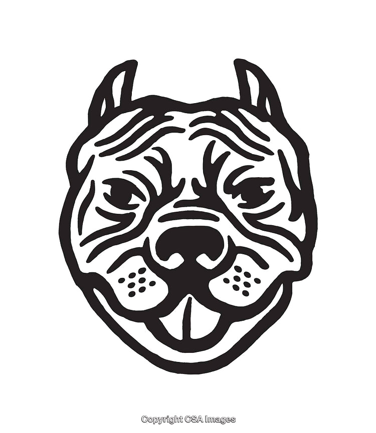 Black and White Bulldog Line Art Illustration with Detailed Features