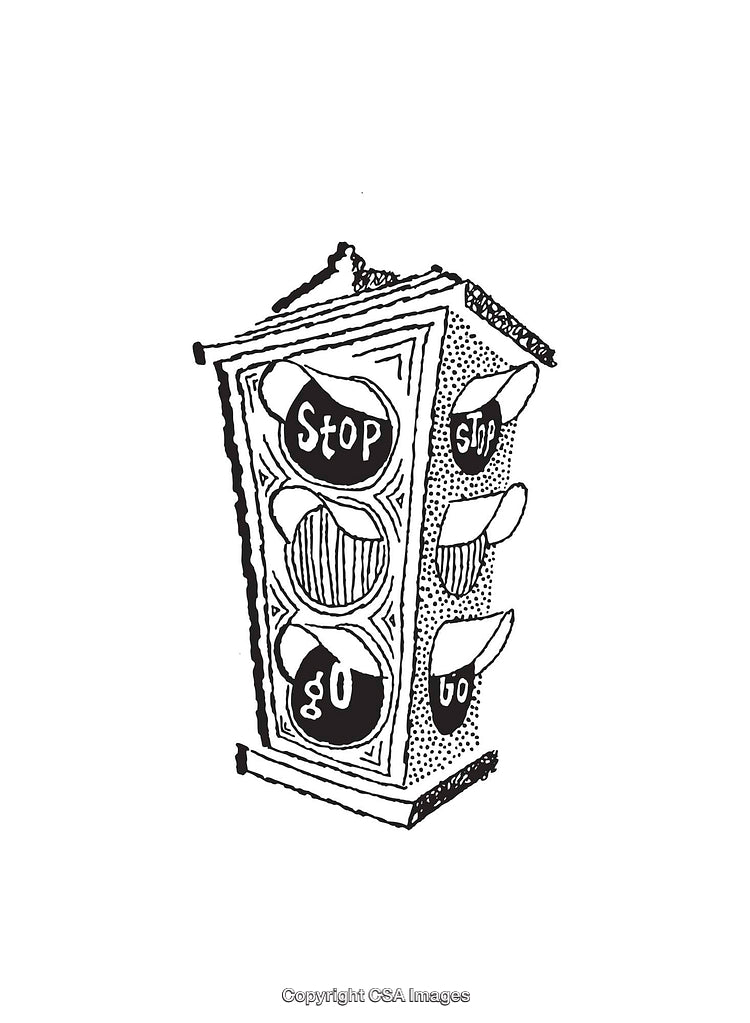 Black And White Line Art Illustration of a Traffic Signal Design