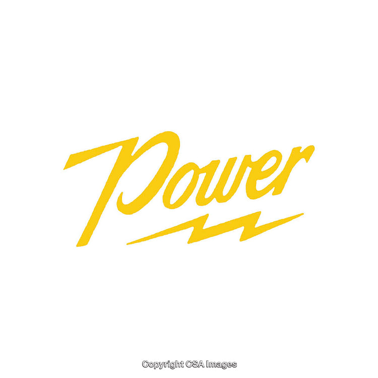 Dynamic Yellow Power Text With Stylized Bolt on White