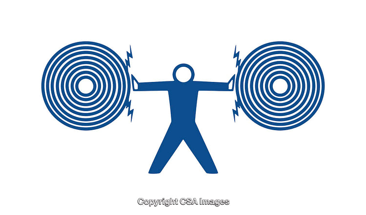 Abstract Icon of a Figure with Symmetrical Circular Patterns