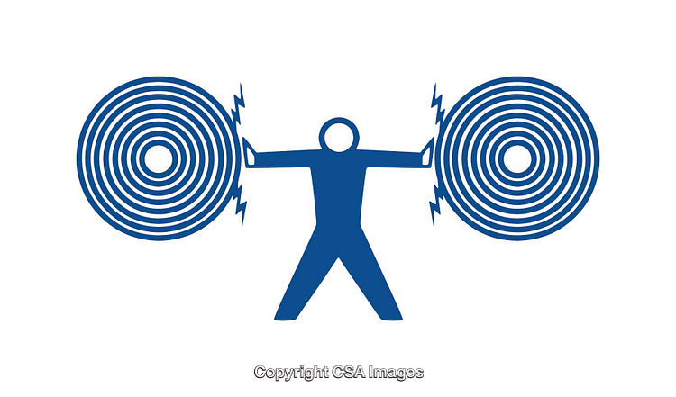 Abstract Icon of a Figure with Symmetrical Circular Patterns