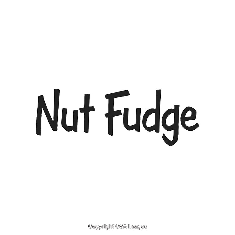 Nut Fudge Typography on White Background with Playful Lettering