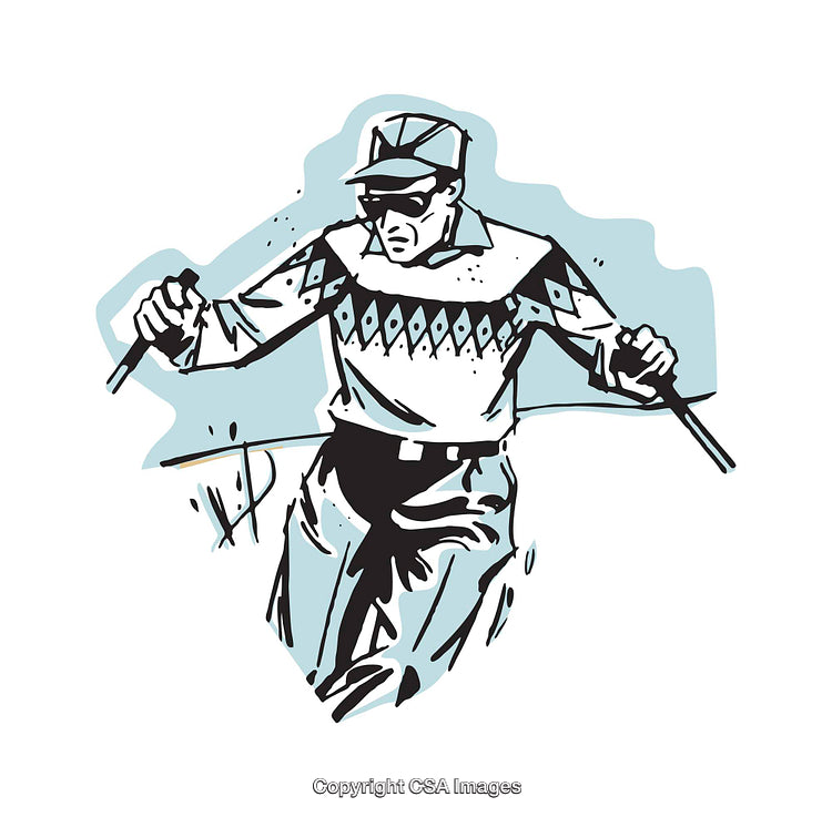 Retro Illustration of a Man Participating in Leisure Activity