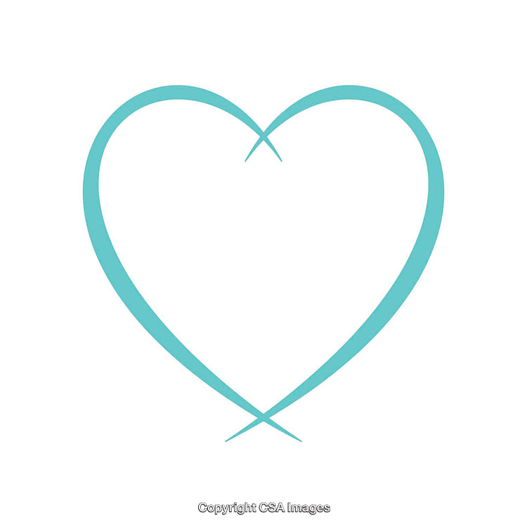Elegant Minimalist Teal Outline Heart Symbol on White Background