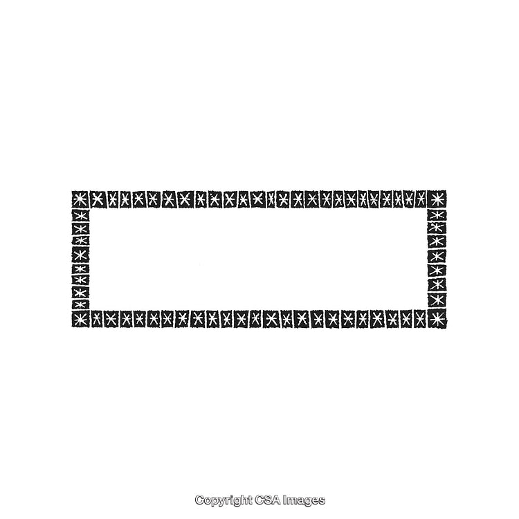 Decorative Black and White Border Illustration With Geometric Patterns