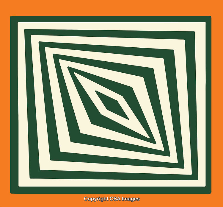 Geometric Abstract Design with Bold Green and Orange Colors