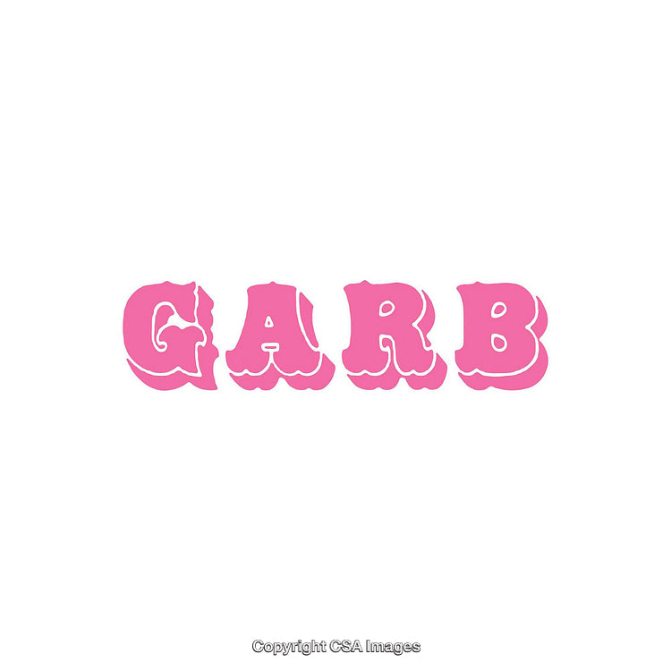Bold Pink Stylized Typography Spelling 'GARB' on White Background