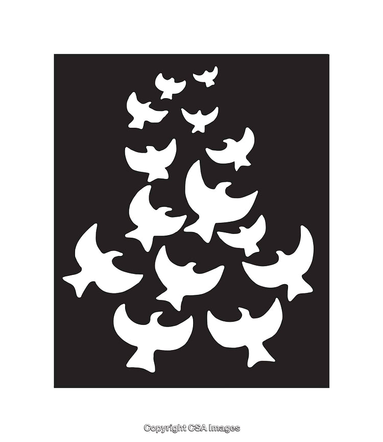 Abstract Black and White Bird Silhouettes on Contrasting Background