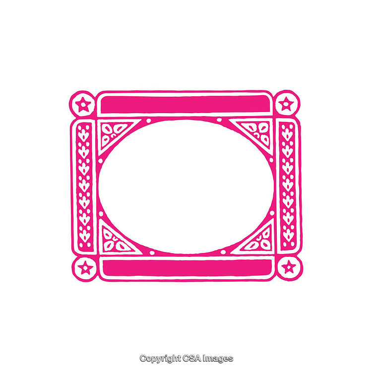 Pink Decorative Frame with Ornate Patterns on White Background