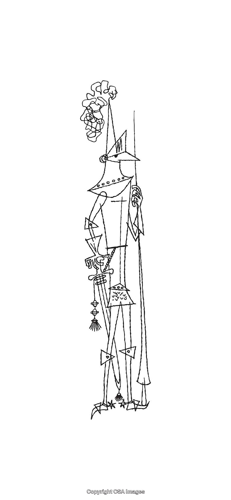 Black and White Line Art of a Medieval Knight Illustration