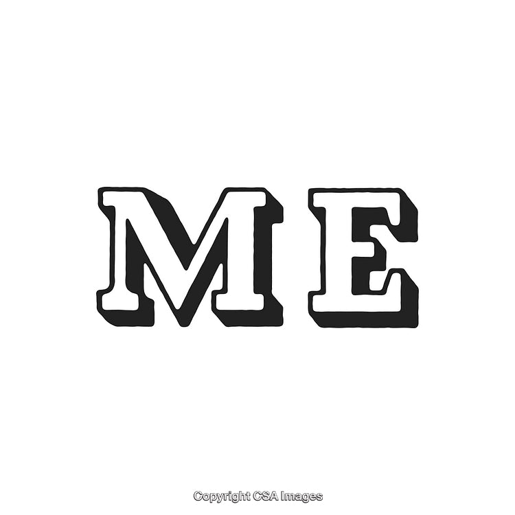 Bold Text Depicting the Word 'Me' in Black and White Typography