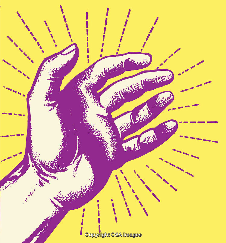 Colorful Line Art Illustration of a Hand with a Radiant Effect