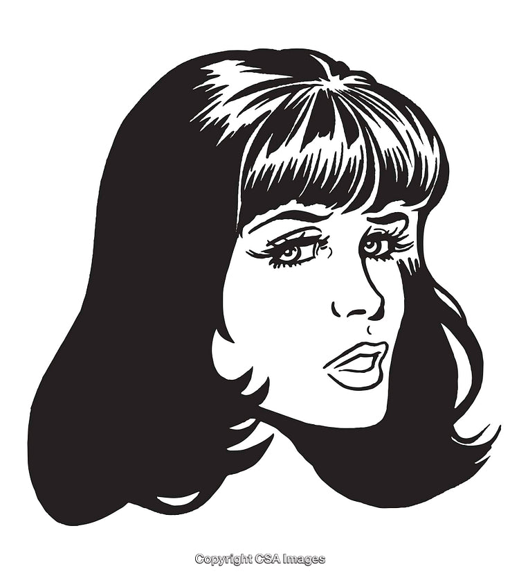 Retro Woman Illustration With Classic Hairstyle and Vintage Art Style