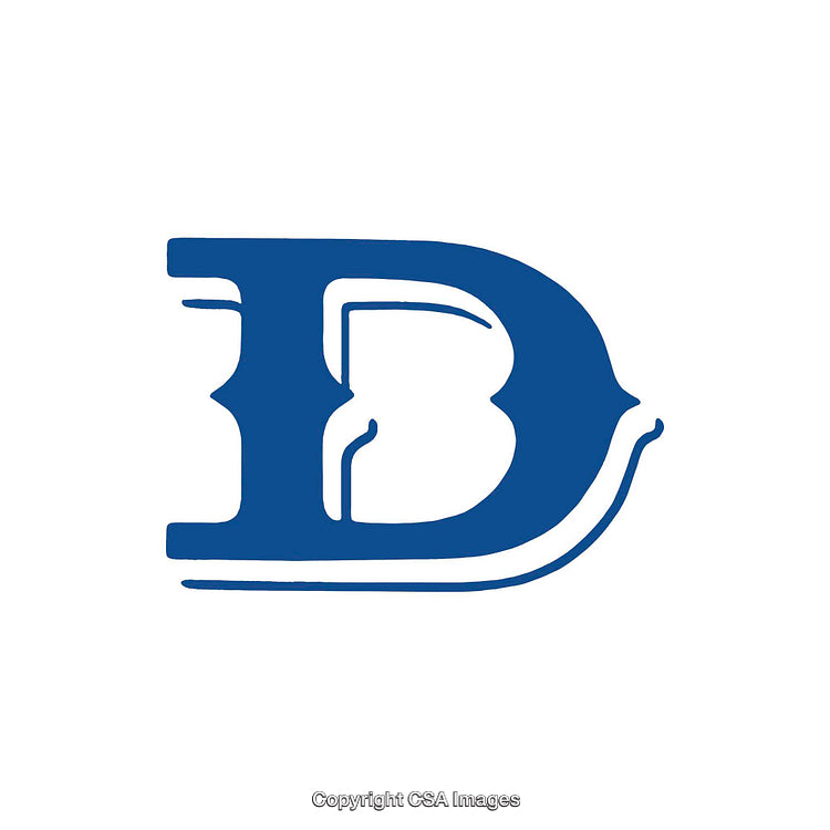 Blue Stylized Letter D on White Background with Minimalist Design