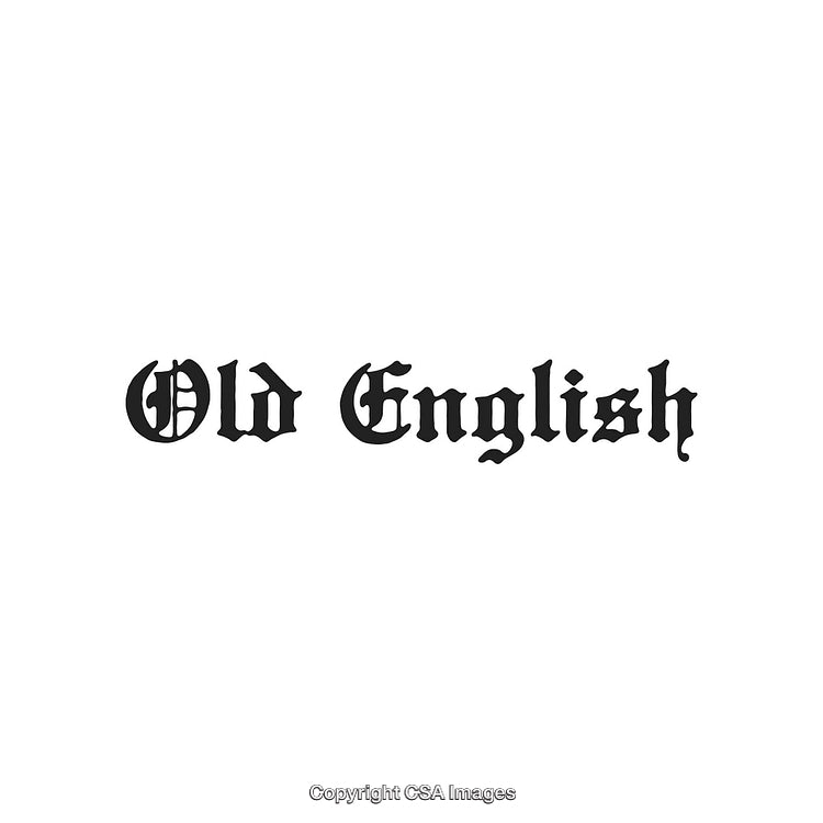 Stylish Old English Typography Design Blackletter Font on White Background