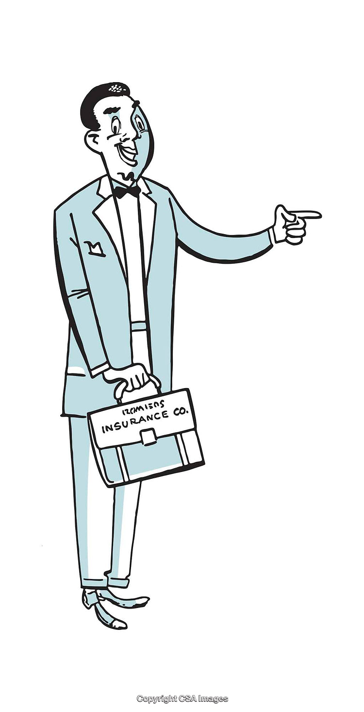 Cartoon Businessman Carrying Briefcase of Insurance Promotion Illustration