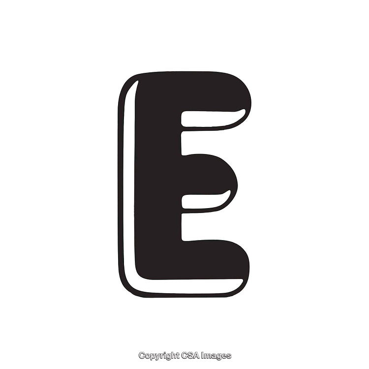Black And White Stylized Letter E Design Illustration