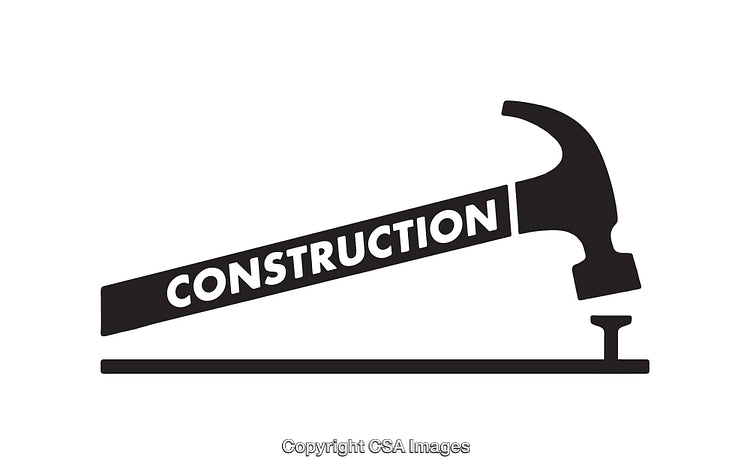 Black and White Illustration of a Hammer Featuring Construction Theme