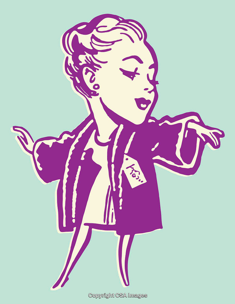 Stylized Illustration of a Woman in Vintage Fashion With Gesture