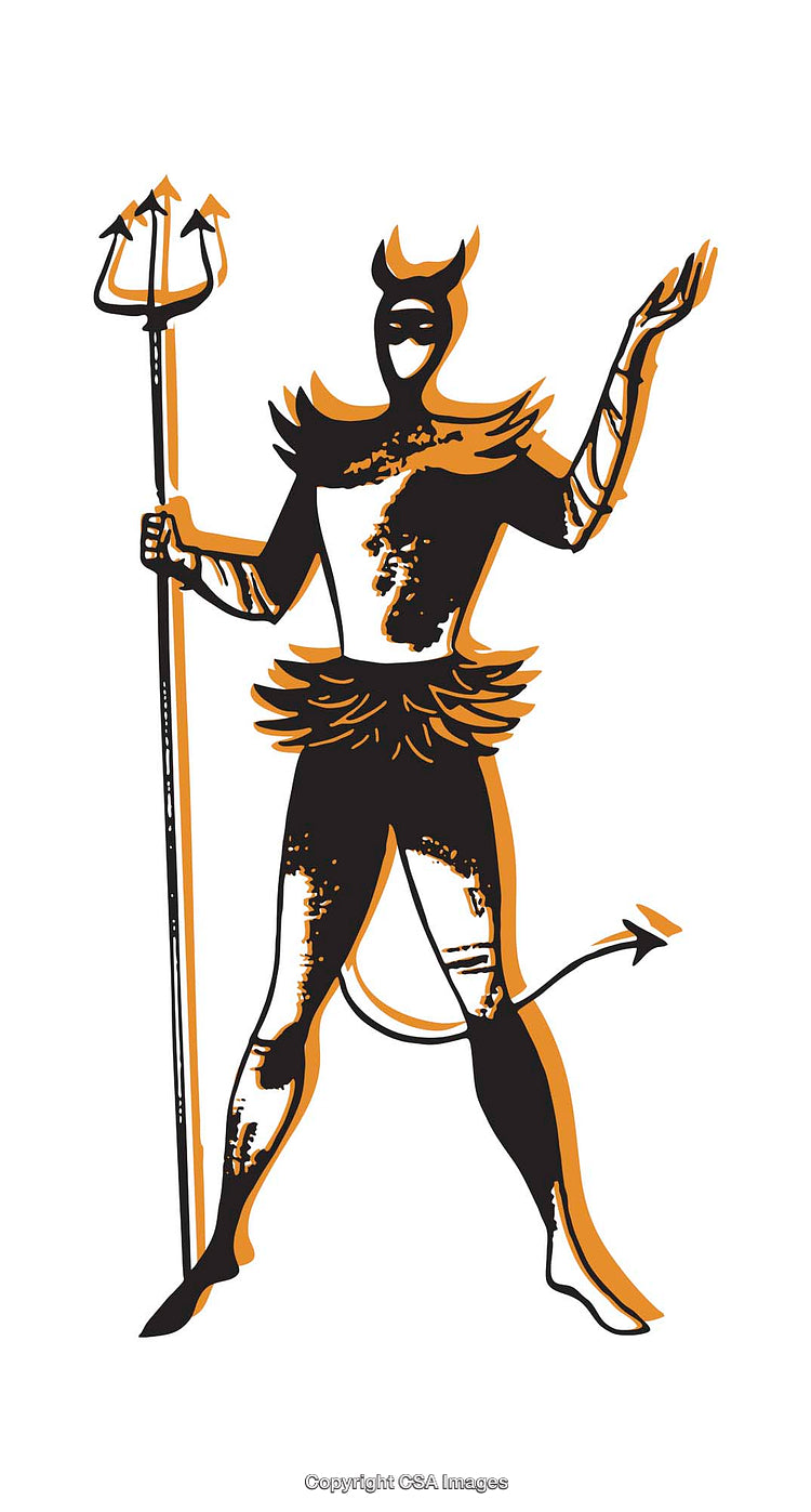 Abstract Illustration of a Devil-Like Figure With a Trident