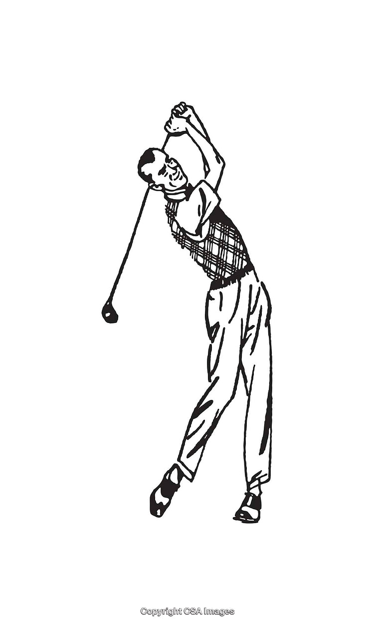 Black and White Line Art Wall Decor Featuring a Golf Swing