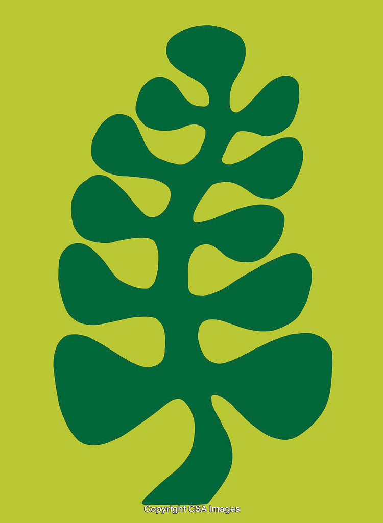 Modern Abstract Leaf Art with Vibrant Green Tones on Background