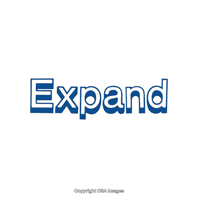 Illustration of the Word Expand in Bold Blue Font on White