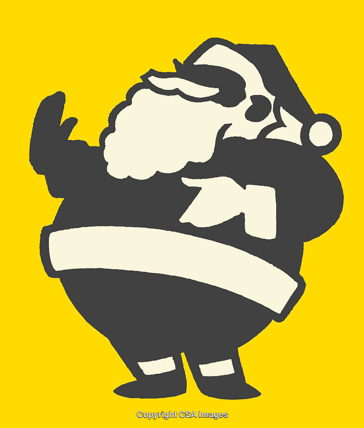 Illustrated Santa Claus Cartoon on Yellow Background for Christmas Themes