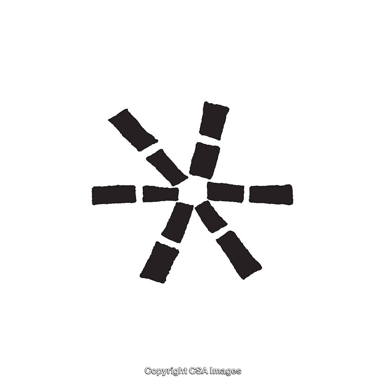 Abstract Black Symbol in Rotating Brushstroke Pattern on White Background