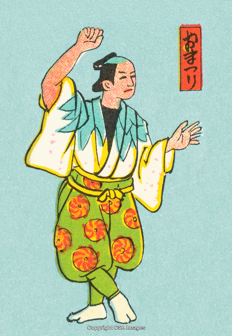 Traditional Japanese Dancer in Colorful Attire Performing a Cultural Dance