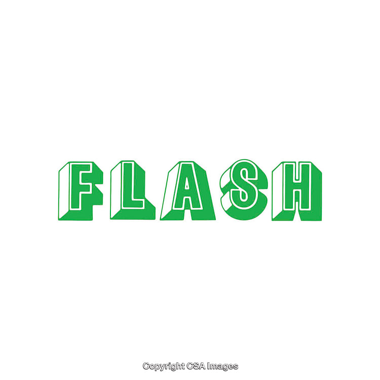 Green Typography Art Spelling 'Flash' with Bold Graphic Lettering Design