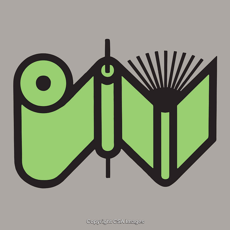 Abstract Green Line Art Illustration of Open Book with Geometric Design