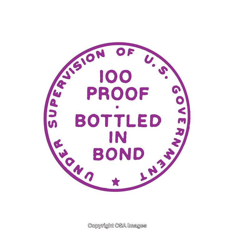 Purple Bottled in Bond Emblem with Circular Design Highlighting Proof