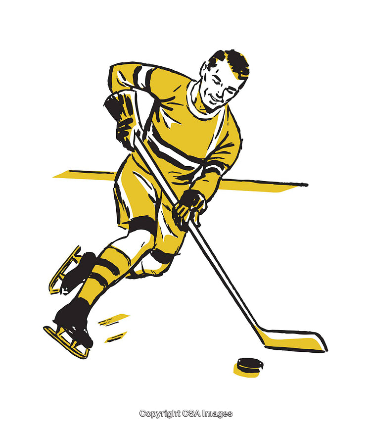 Retro Illustration of a Hockey Player in Action