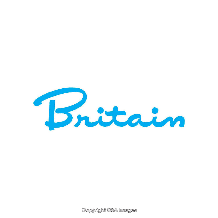 Stylized Blue Handwritten Britain Text Design on White Background
