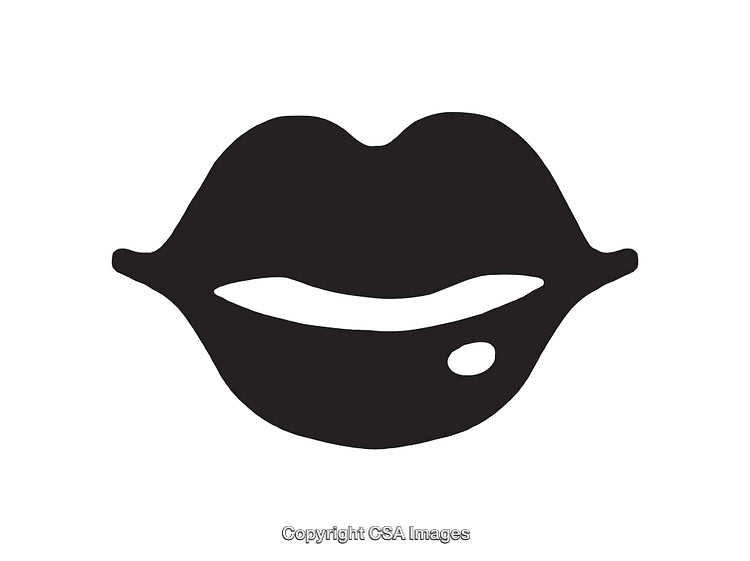 Graphic Silhouette of Lips in Minimalist Black and White Style