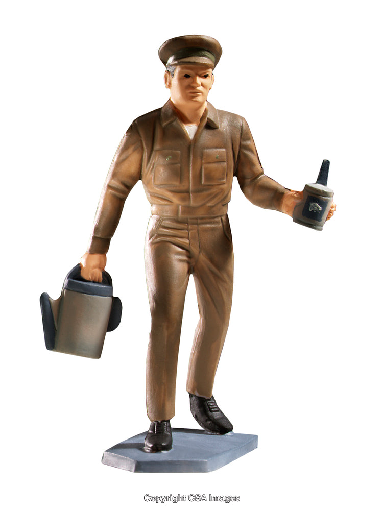 Plastic Toy Figure of Uniformed Worker Holding Items