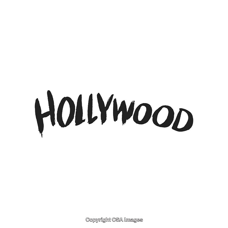 Black Handwritten Hollywood Text on a White Background Design