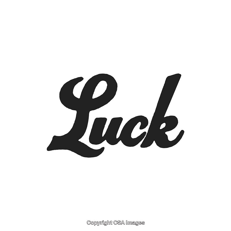 Stylish Black Font Spelling the Word Luck on White Background