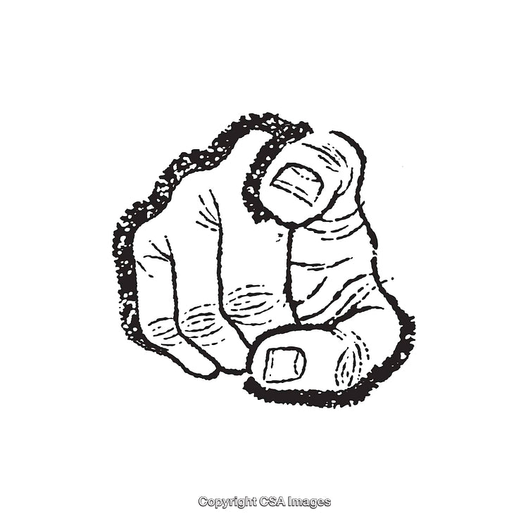 Black and White Line Art Depicting a Pointing Hand Gesture