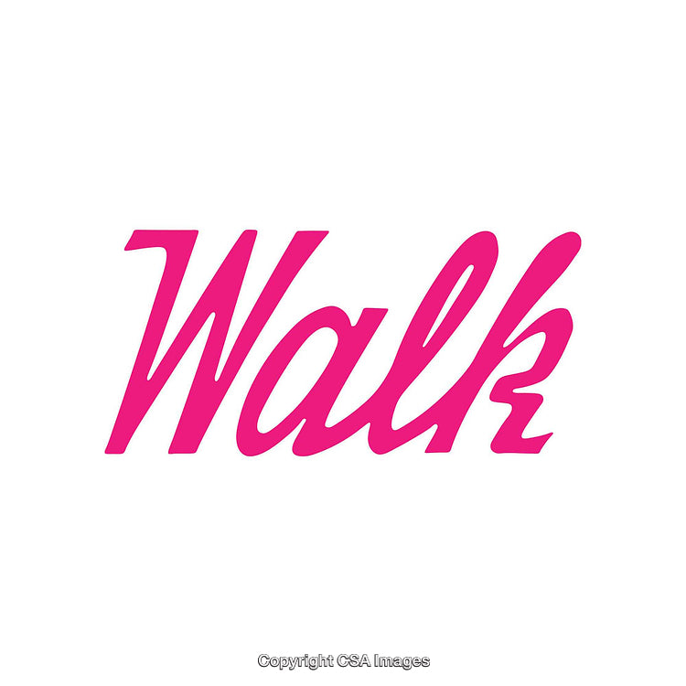 Bold Pink Typography Featuring The Word 'Walk' On White Background