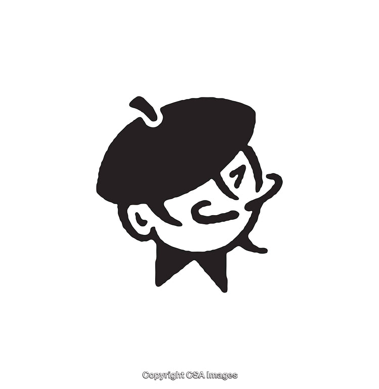 Minimalistic Black and White Sketch of a Man With a French Beret