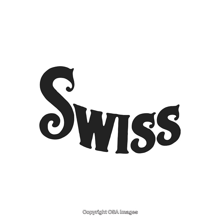 Retro Styled Text Illustration Featuring the Word Swiss with Curved Design