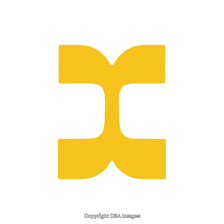 Yellow Stylized Letter 'I' Over a White Background