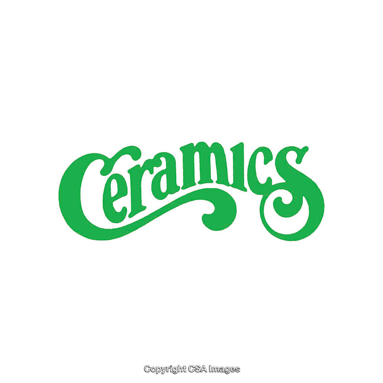 Stylishly Designed Ceramic Text in Vibrant Green Against White Backdrop
